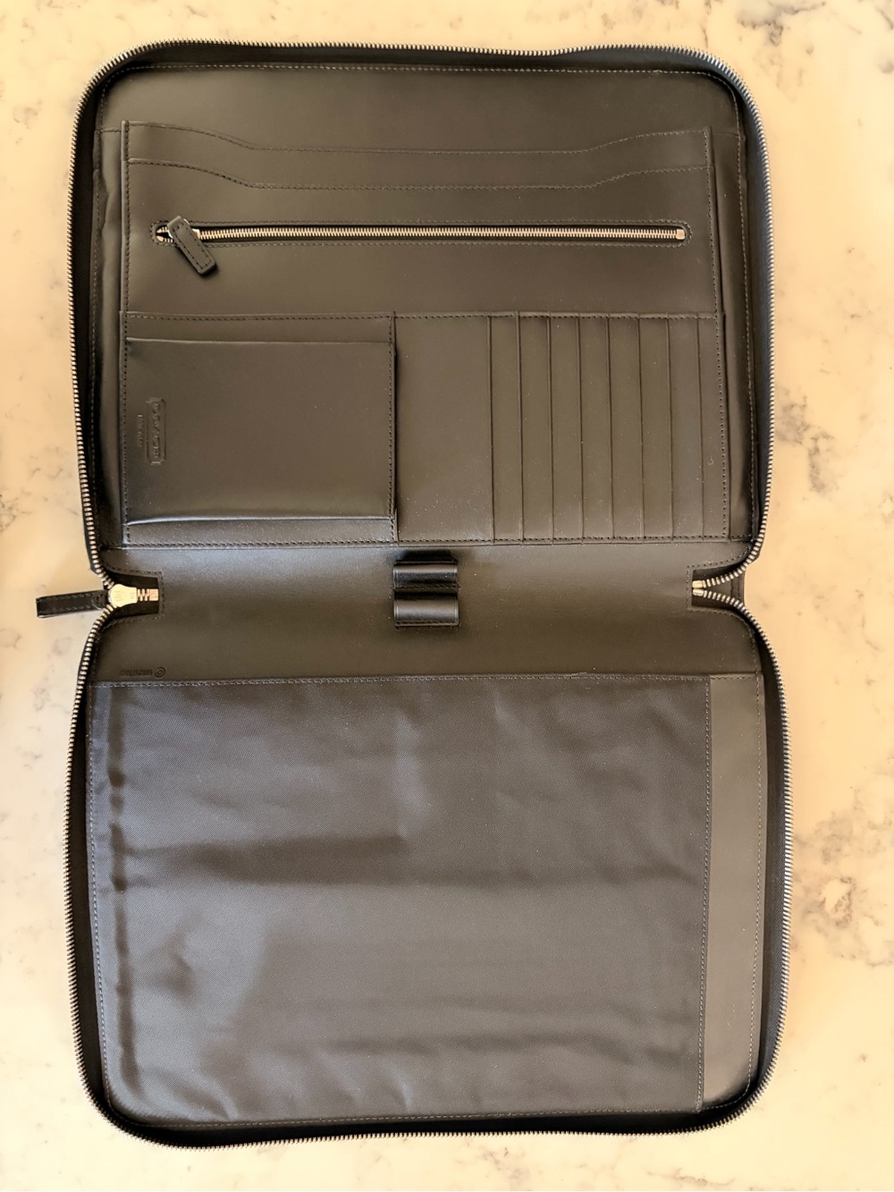 Coach Black Leather Zip Padfolio - Picture 3 of 6